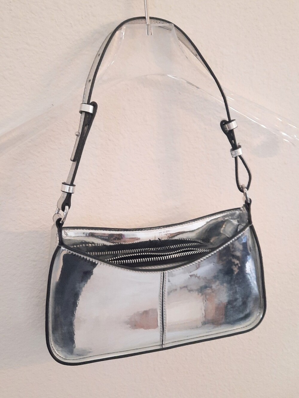 Armani Exchange Silver Metallic Shoulder Bag - Sleek Women's Handbag